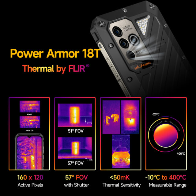 Ulefone Power Armor 18T Rugged Phone Thermal Imaging Camera FLIR®Smartphone 12GB + 256GB 9600mAh 66W moblie phone versione globale