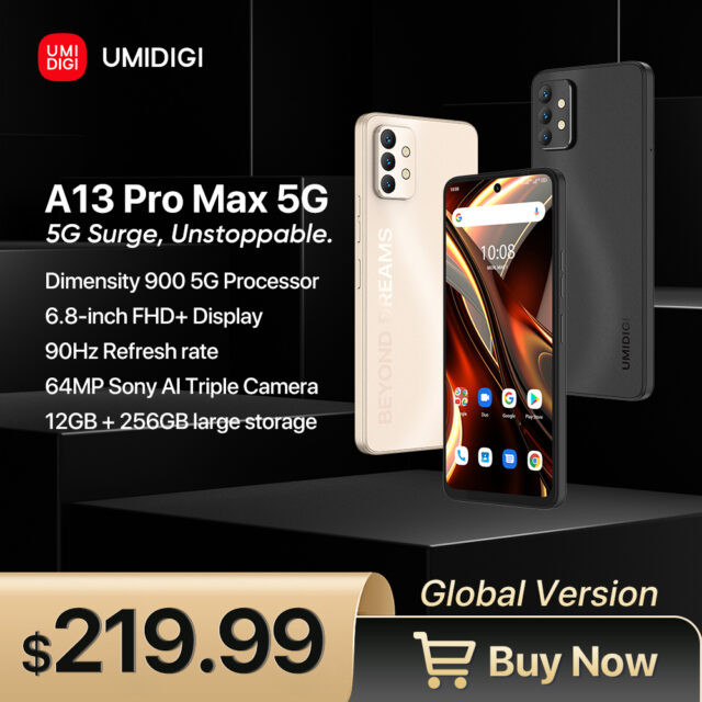 [Disponibile] UMIDIGI A13 Pro Max 5G Smartphone,12GB + 256GB Dimensity 900, 90Hz 6.8 ''FHD + Display 64MP Triple Camera cellulare
