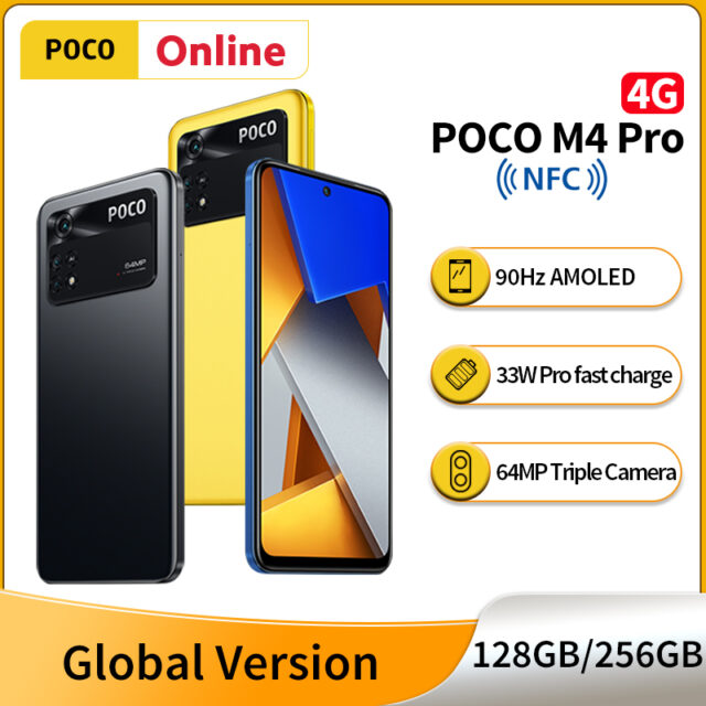 Versione globale POCO M4 Pro 4G Smartphone 128GB/256GB Helio G96 Octa Core 90Hz AMOLED 33W Pro fotocamera a ricarica rapida 64MP NFC