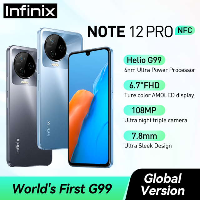 * Premiere mondiale * infinix NOTE 12 PRO 4G NFC Smartphone Helio G99 processore 6.7 "AMOLED Display 108MP tripla fotocamera cellulare