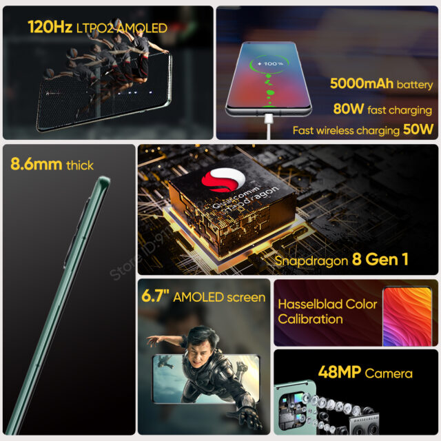 OnePlus 10 Pro Global Rom 5G Smartphone Snapdragon 8 Gen 1 6.7 ''120Hz LTPO2 AMOLED Octa-core 5000mAh 80W ricarica rapida