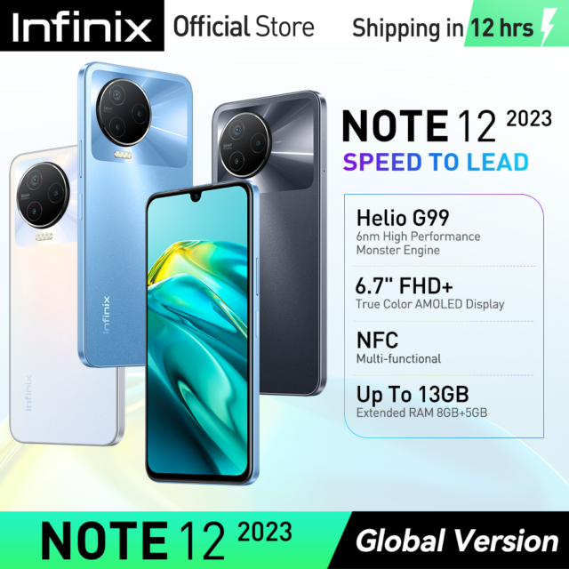 * Prima mondiale * infinix Note 12 2023 4G NFC Smartphone 8/128GB Helio G99 6nm processore 6.7 FHD + AMOLED Display cellulare