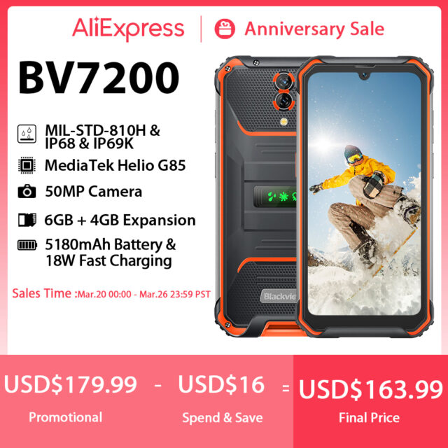 [Prima mondiale] Blackview BV7200 Android 12 Smartphone robusto 6GB + 128GB Helio G85 cellulare fotocamere da 50mp telefoni cellulari 5180mAh