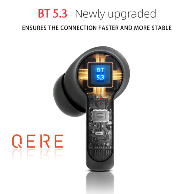 Cuffie Bluetooth Wireless nuovo QERE E20 TWS V5.3 HD microfono auricolari HIFI 13mm Driver 68ms bassa latenza 4 microfoni + chiamata ENC
