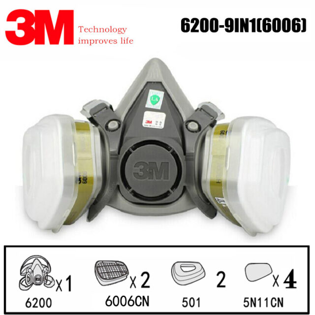 Il respiratore a mezza faccia 3M 6200 con cartuccia di vapore Multi gas 6006 protegge da vapore organico e gas multipli