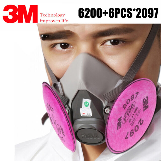 3M 6200 con 2097 respiratore per polveri lucidatura e taglio della polvere fumo di saldatura a fibra maschera antigas a carbone attivo con Gas organico