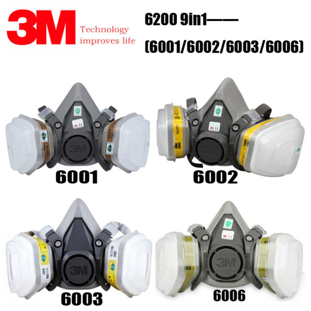 3M 6200 6001/6002/6003/6006 mezza maschera facciale respiratore riutilizzabile maschera antigas proteggere dalla verniciatura spray acido