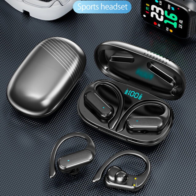Cuffie Wireless soleanre Sport auricolare Bluetooth Smart Touch HiFI 9D cuffie Stereo impermeabili con gancio per l'orecchio con microfono