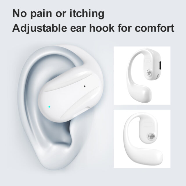 OWS cuffie Wireless a conduzione d'aria con orecchio sinistro singolo auricolari Bluetooth aperti con gancio per l'orecchio con microfono HD musica HiFi con cancellazione del rumore