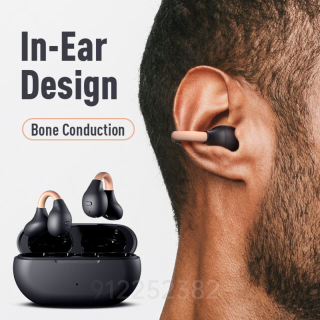 Clip per l'orecchio Wireless cuffie a conduzione ossea fones Bluetooth 5.3 Clip per l'orecchio sull'orecchino per l'orecchio auricolari sportivi ganci per auricolari con microfono